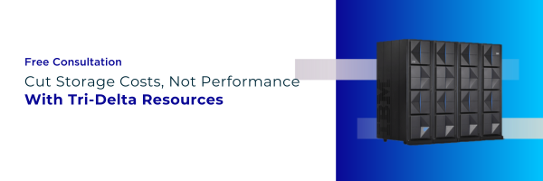 Free Consultation: Cut Storage Costs, not Performance with Tri-Delta Resources along side image of three servers